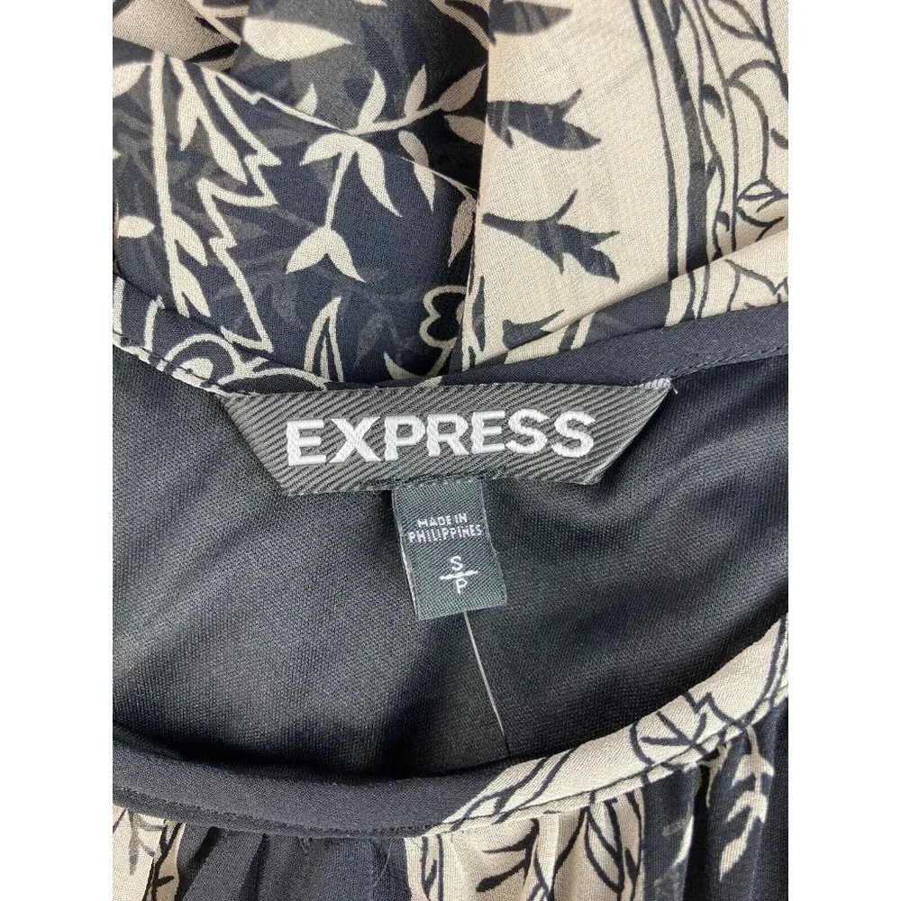 *New Express Sleeveless Maxi Dress Womens Size Small Black Floral Vacation Beach - Picture 5 of 6